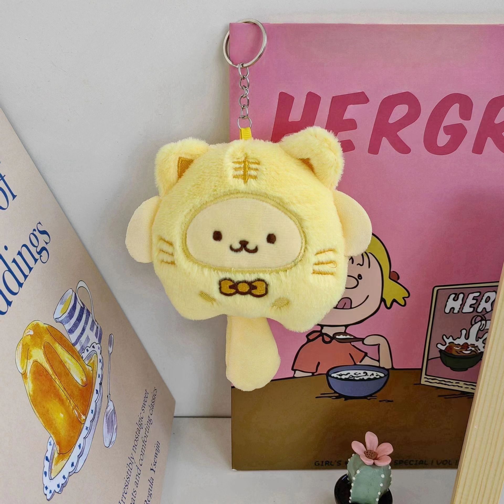 プリンドッグペンダント - ゴールドキーホルダー付き