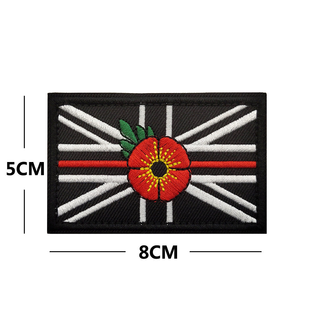 V01151-1イギリス米字旗花 (黒地赤い線)