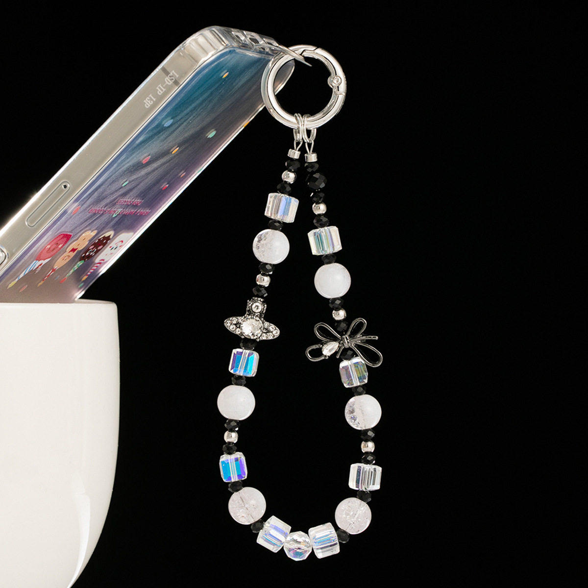 SJ37 ブラック 携帯電話チェーン【ガスケット無料】