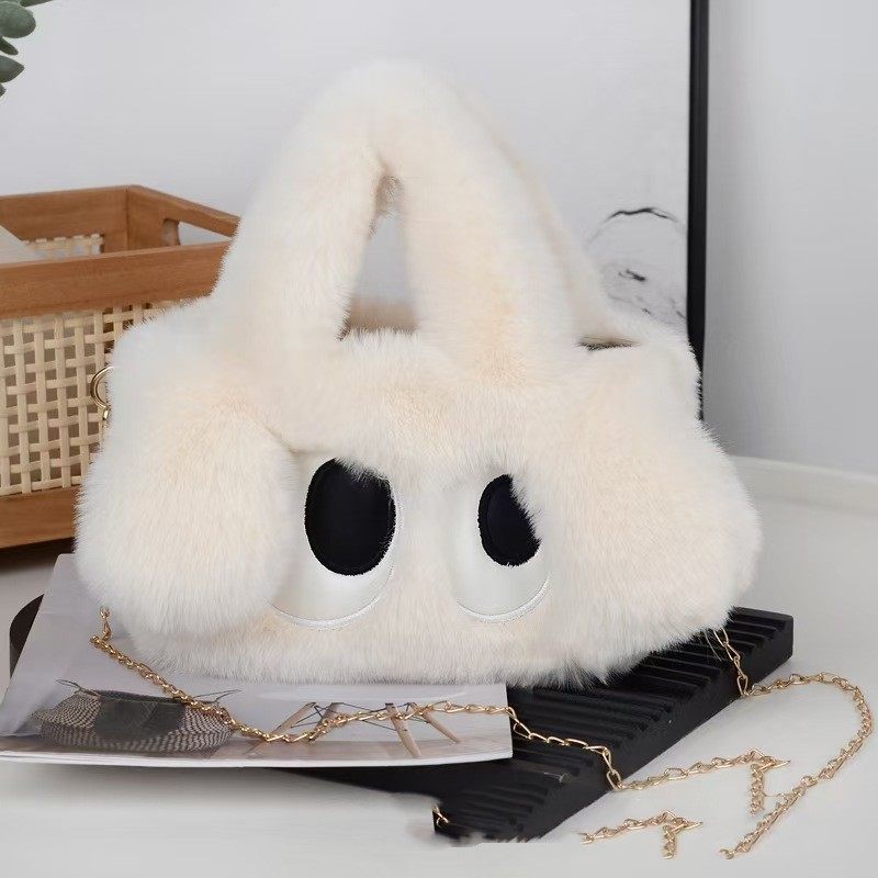 ビッグアイバッグ ホワイト 26×25cm（ショルダーチェーンなし）