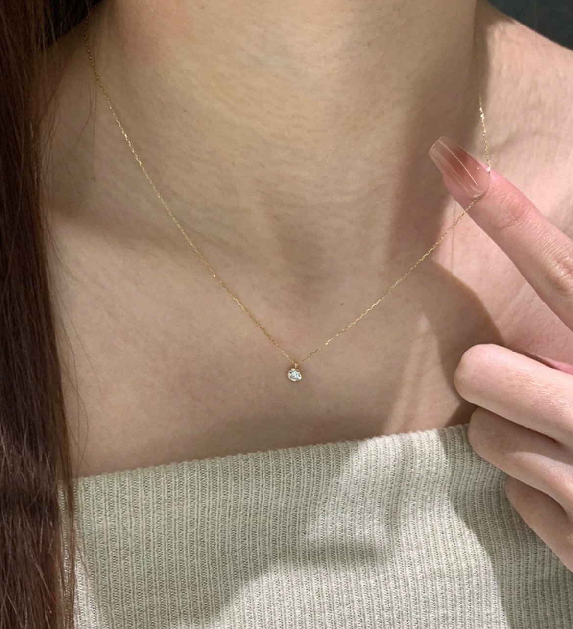 XL-113-バブルダイヤモンドネックレス-ゴールド