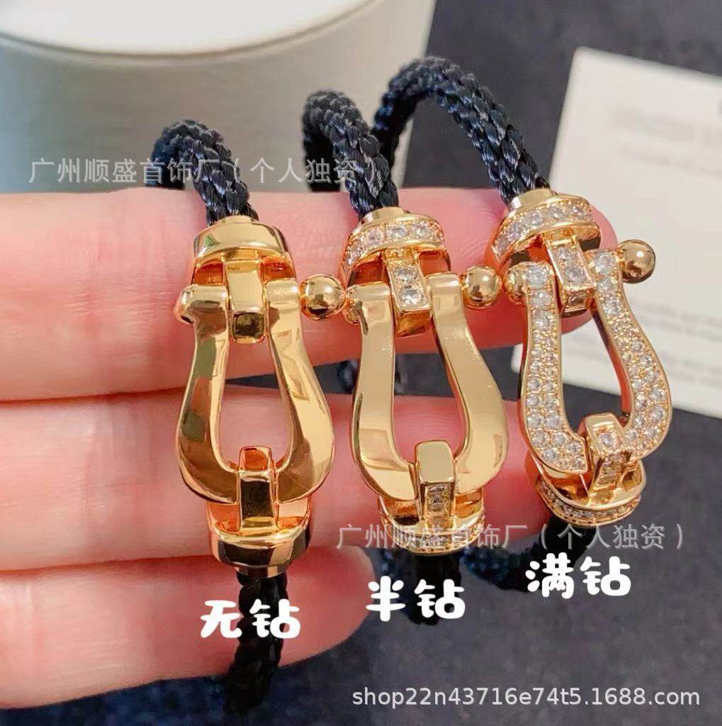 Lサイズ - ブラックロープ - ローズゴールド - ダイヤモンドがいっぱい