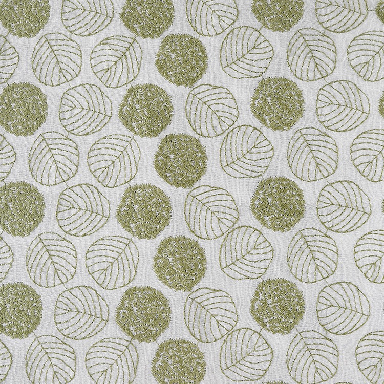 E20081 白地に緑糸（ドア幅120cm ラミーコットン）