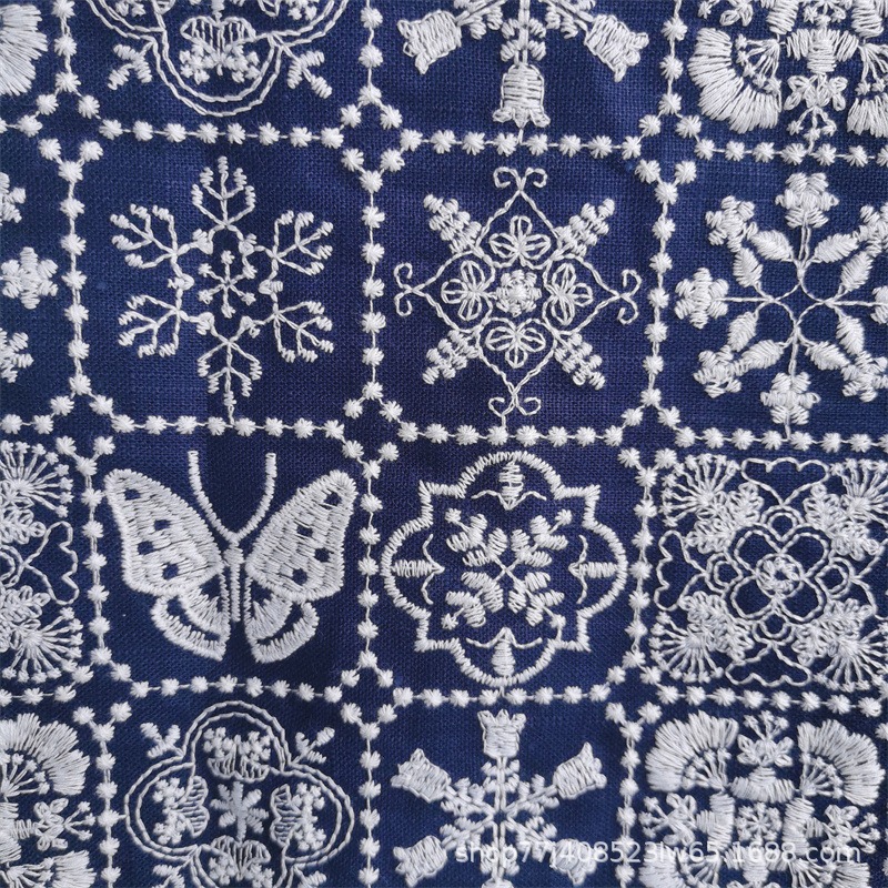 E21387 ネイビーブルー（幅125cm 綿50％ 麻50％）