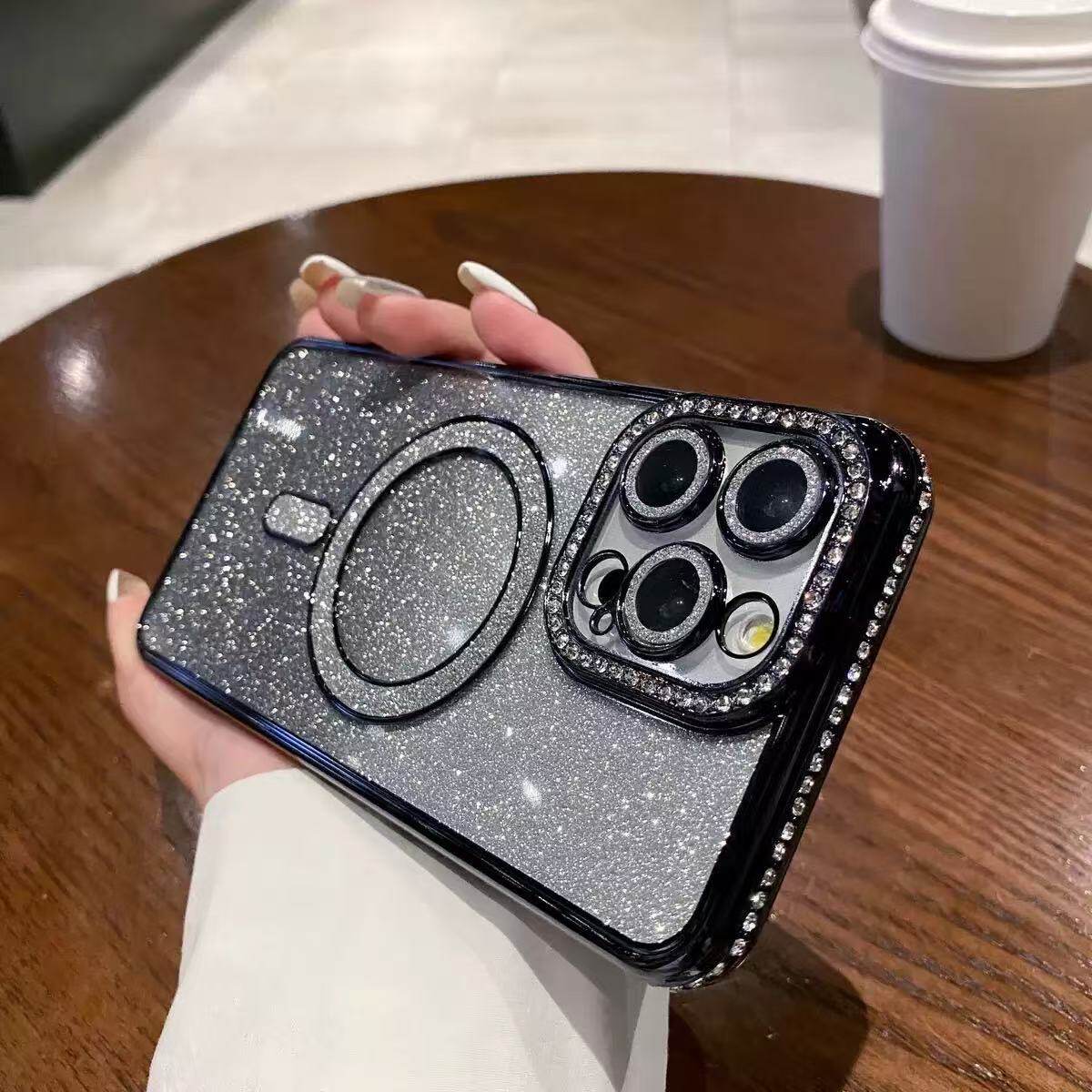 ブラックグリッター+磁気エッジダイヤモンド