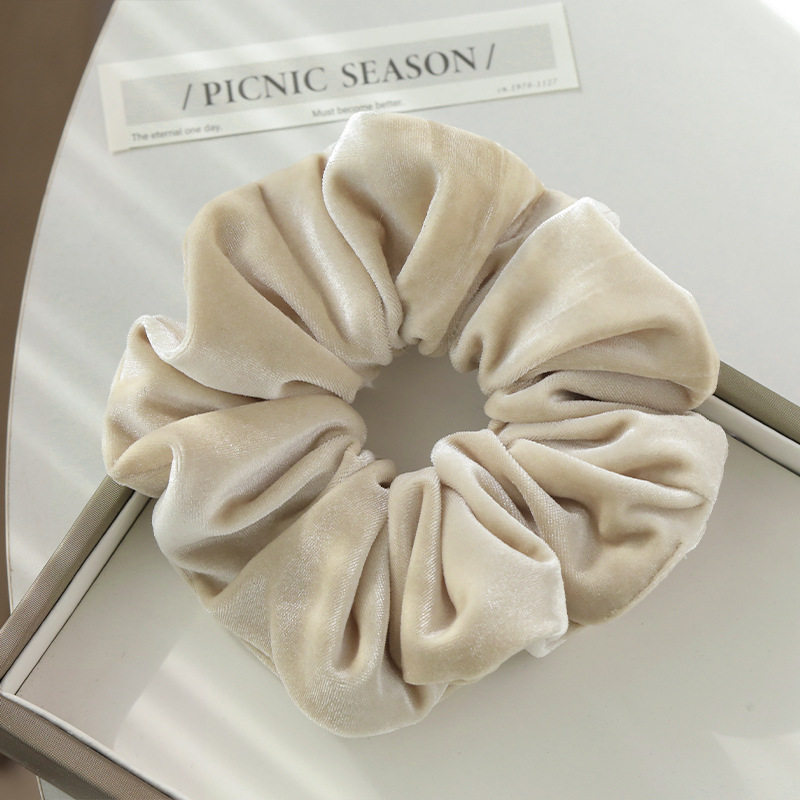 高級感ベロア腸輪-米白