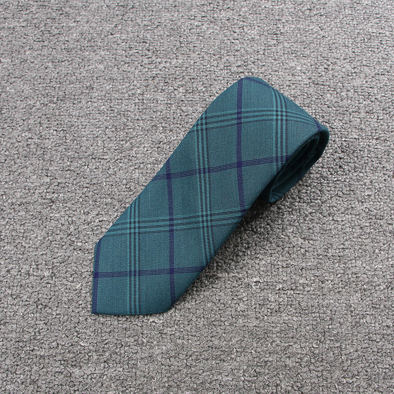 ダークグリーンとネイビーブルーのチェック柄ネクタイ（707008-486-D)
