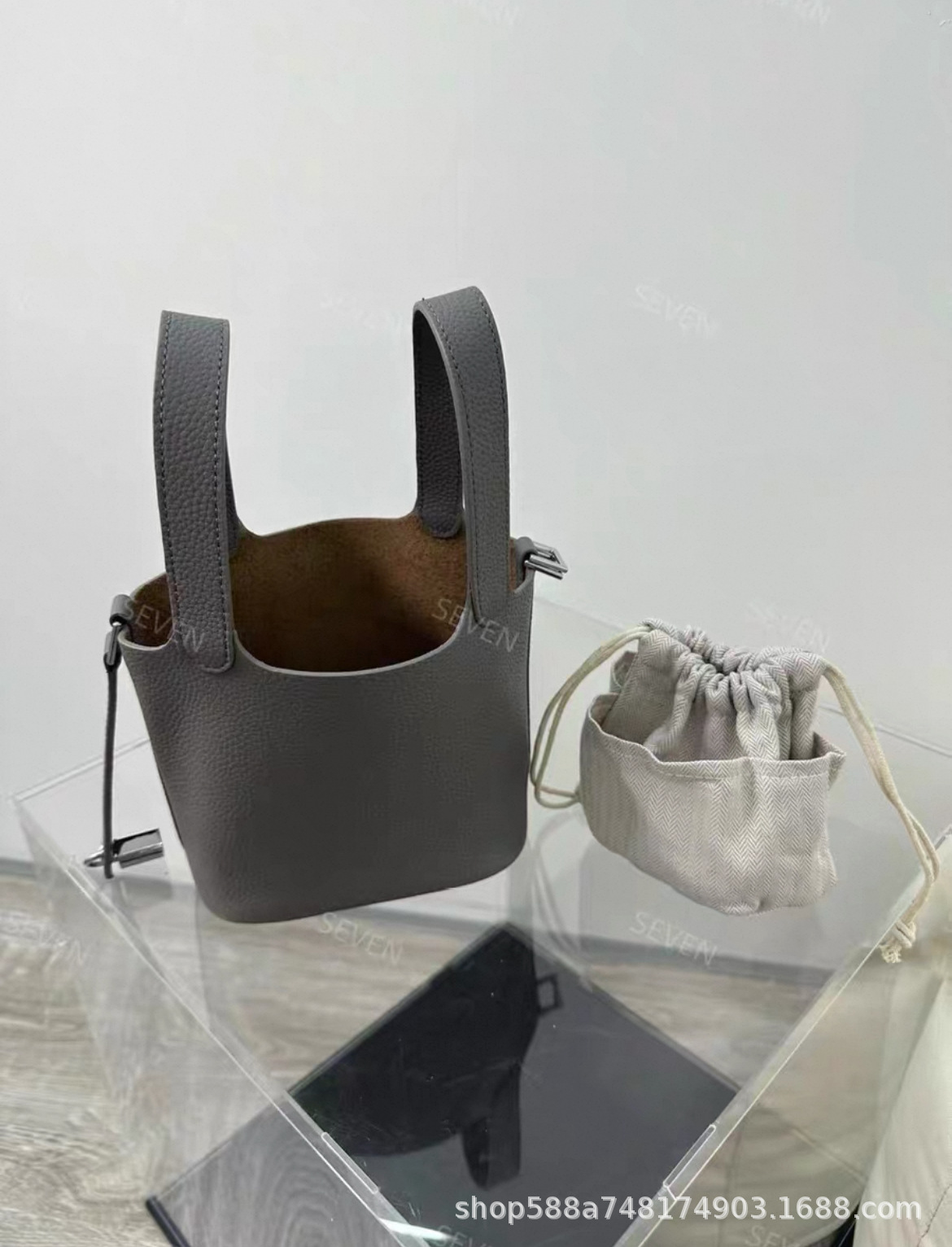 錫器 グレー ミニサイズ 14cm + 内袋 牛革1層目