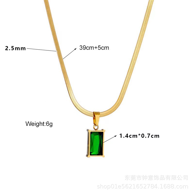 XL-2110 グリーンスクエアネックレス ゴールド