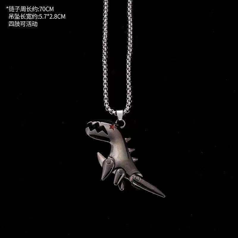 Xl 0083小恐竜黒配鋼チェーン70cm