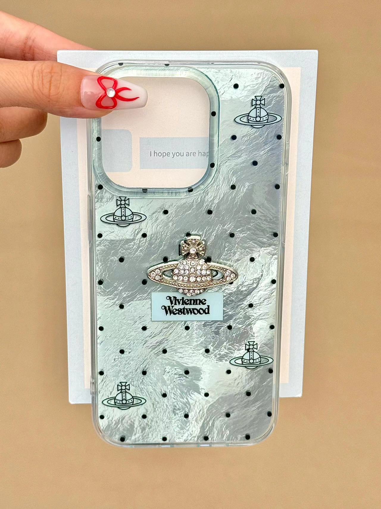 プリーツミントグリーンの水玉模様+立体土星