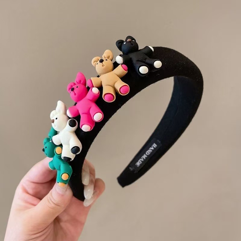 クマのヘッドバンド-ブラック