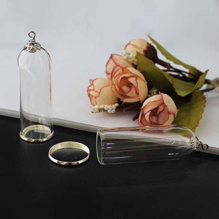 50X18MM ベルジャー + 小さなフラワーハット + シルバーのシンプルなホルダー