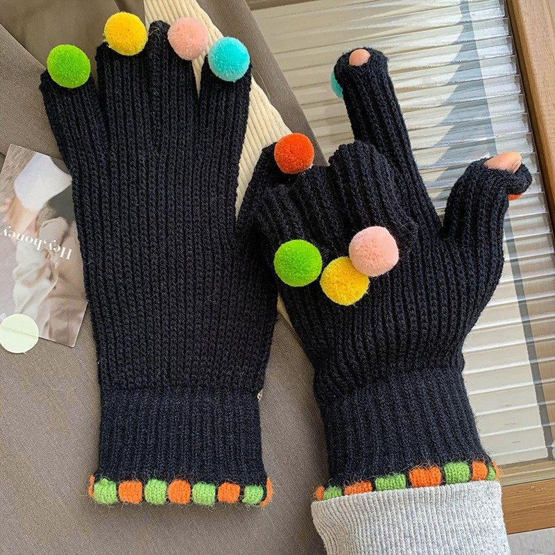フィンガーレスブラック【毛玉ランダムカラー】