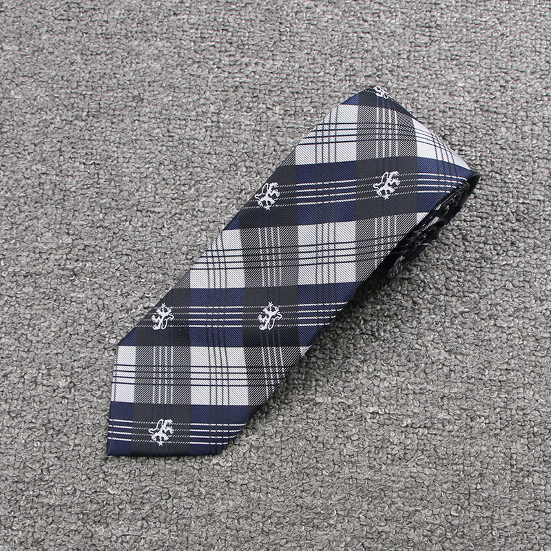 ヒョウチェックネクタイ 紺