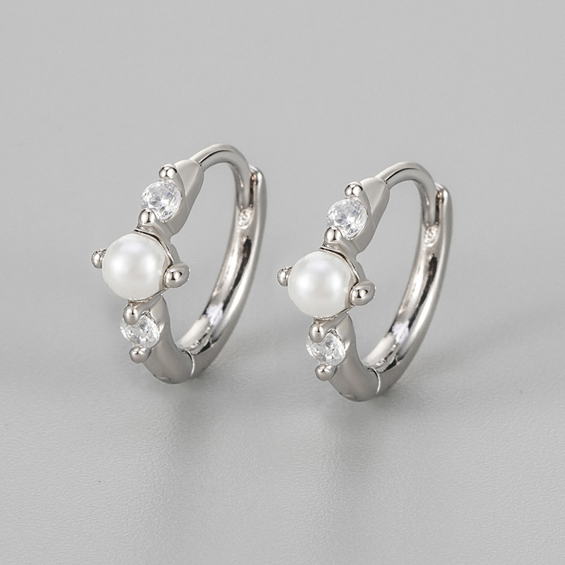 パールジルコンピアス/ホワイトゴールド