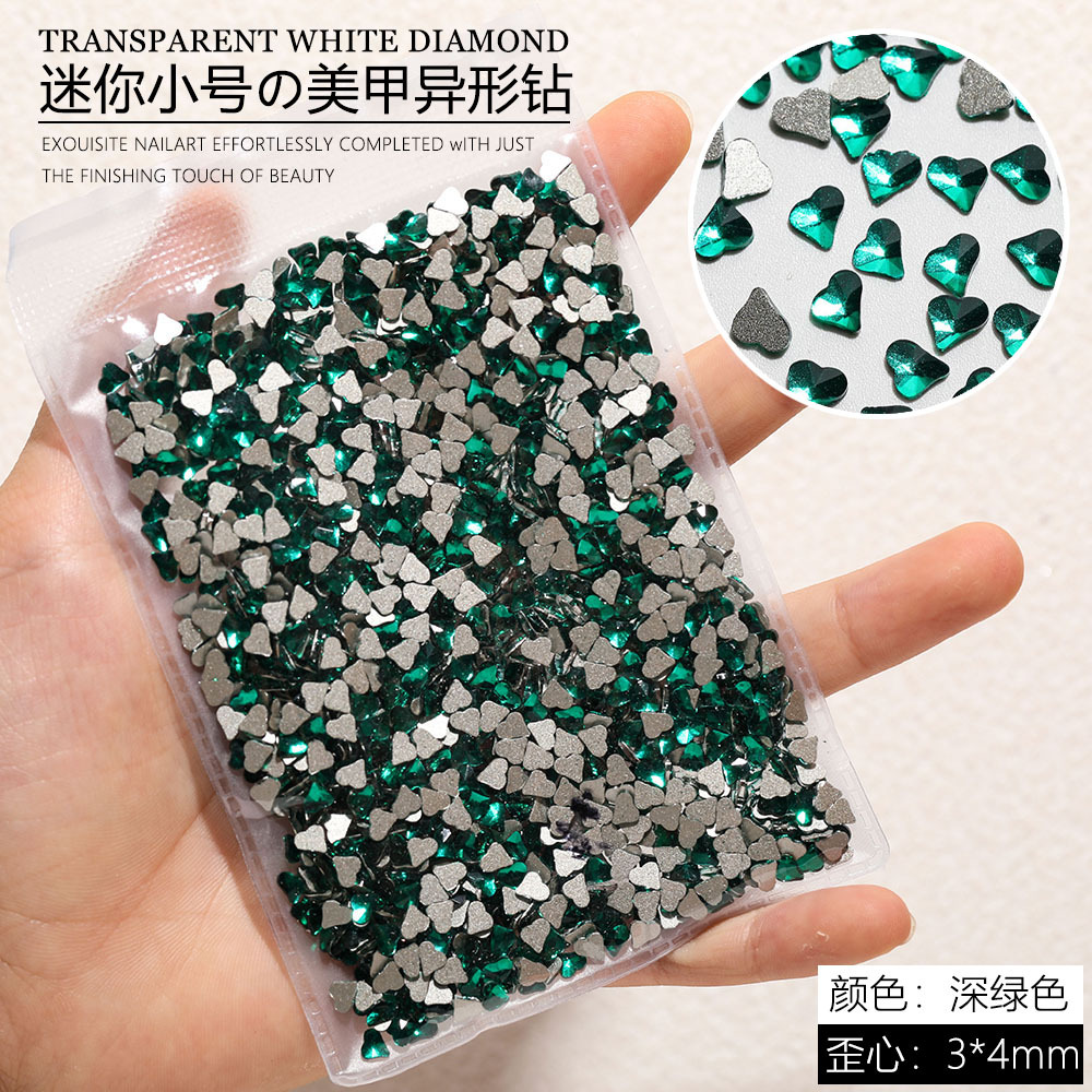ダークグリーン-[曲がったハート-3x4mm]