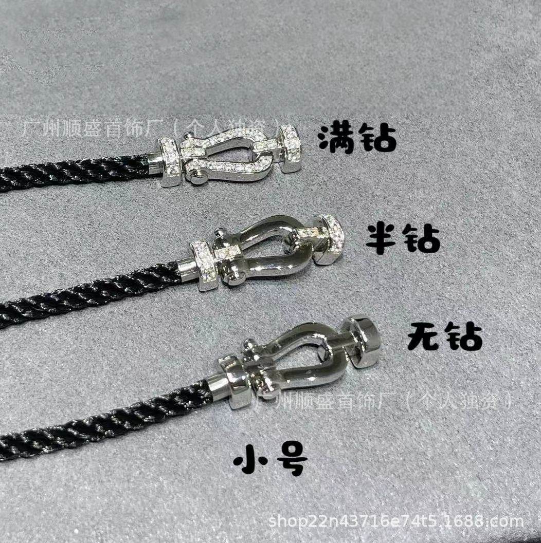 Sサイズ - ブラックロープ - プラチナ - ダイヤモンドがいっぱい