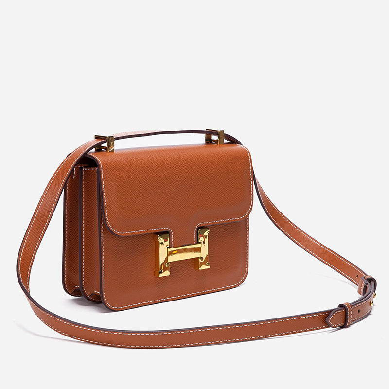 ゴールドバックル パームプリント ラージ ブラウン