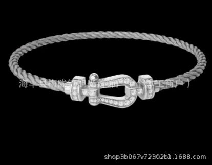 ミディアム ホワイト ゴールド フル ダイヤモンド グレー スチール ロープ