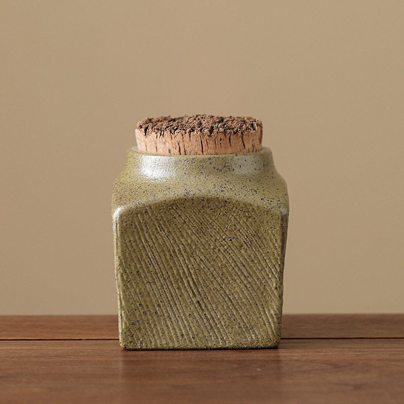 紫燕輸入オーク蓋茶缶【四方風モス】