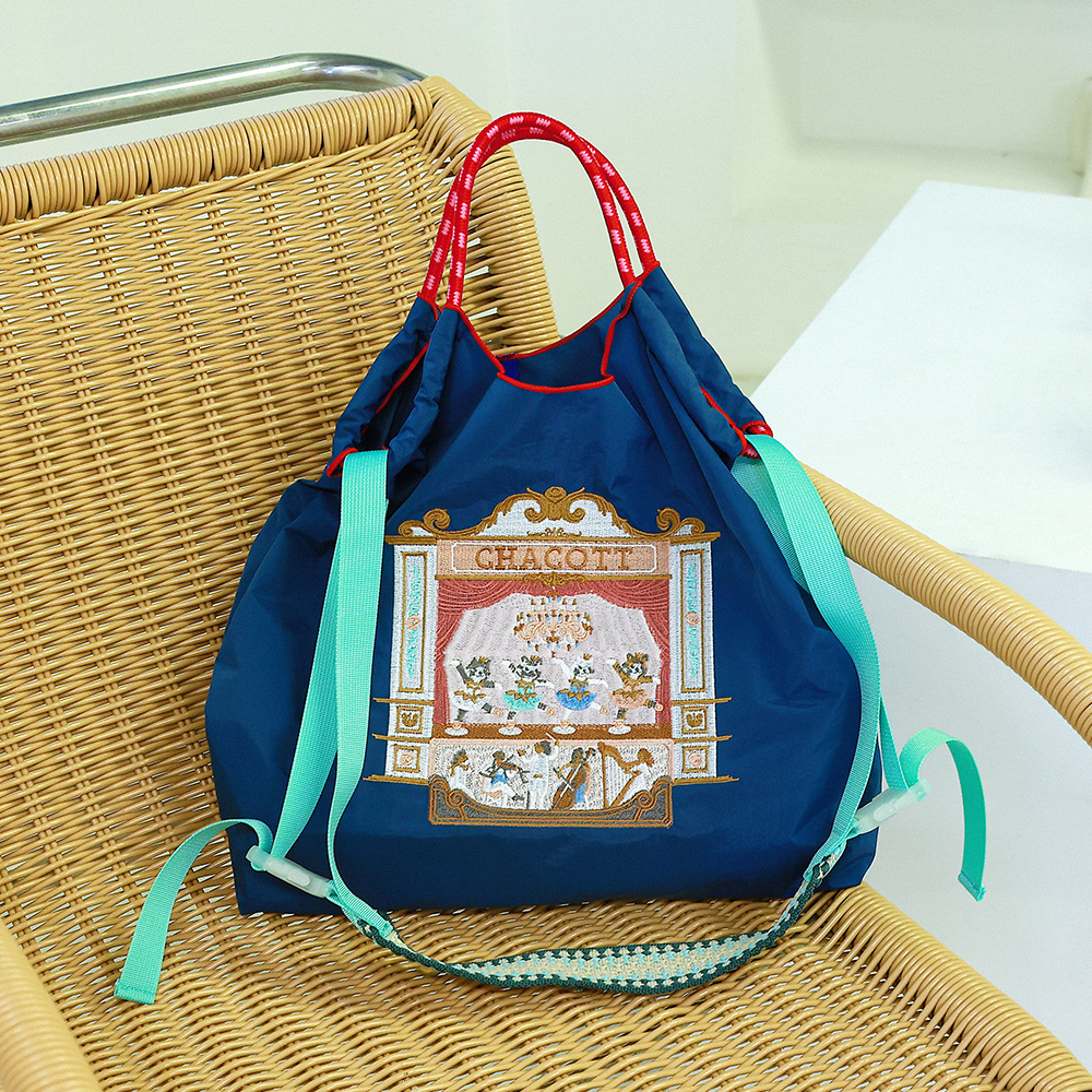 藏青色·舞台剧+米蓝色提花【宽肩带】
