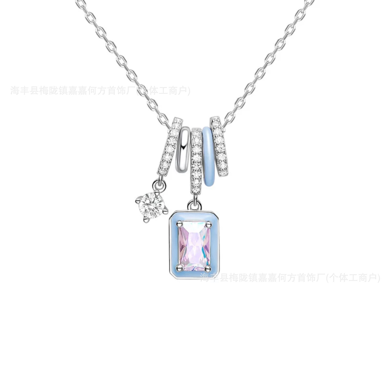 オーロラアイスクリスタルネックレス He Fang Blue