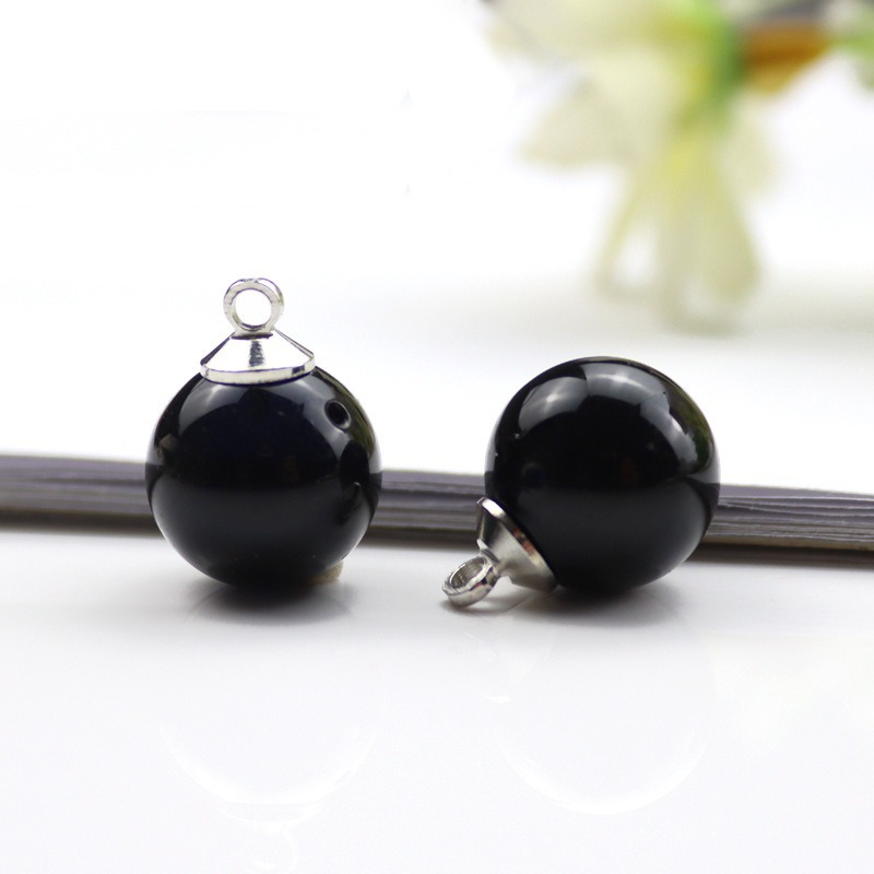 ブラックエッセンシャルオイルビーズ+スチールキャップ