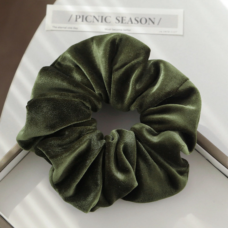 高級感ベルベット腸輪-オリーブグリーン