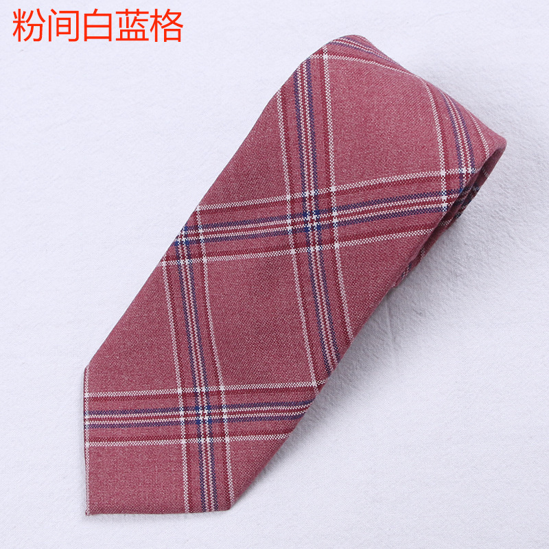 ピンクと白と青のチェックネクタイ(D)