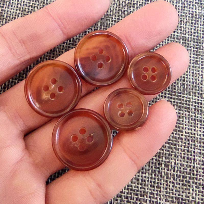 10mm 6個(インナーバックル用) ライトブラウン ナチュラルホーン柄