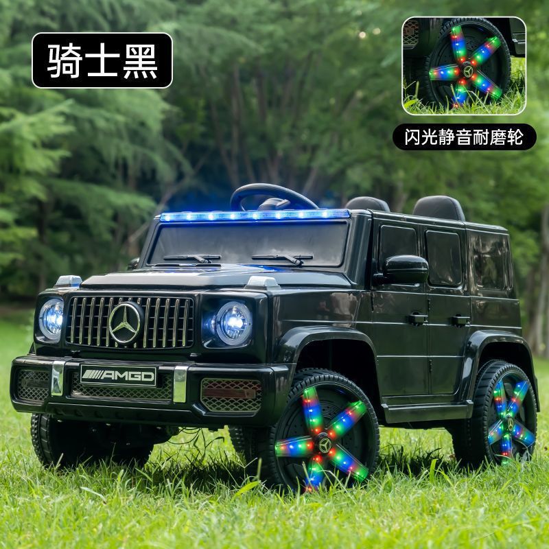 フラッシュブラック (フル機能発光ホイール四輪駆動 + レザーシート) ブランド Chaowei バッテリー - [アップグレードされた 2 人乗り + 拡張ボディ + アンビエントライト + トランク]