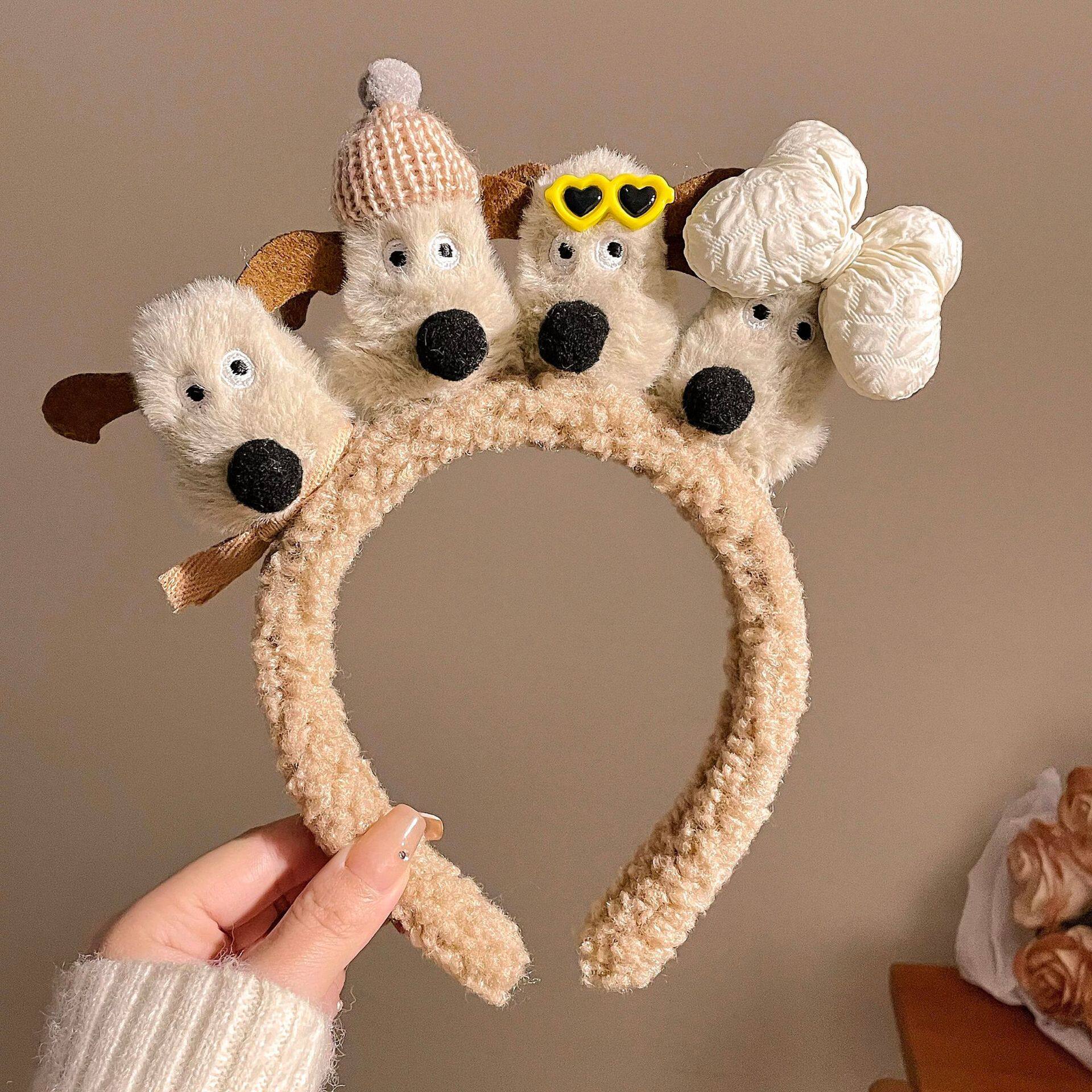 69#リーダー犬カーキ漫画ぬいぐるみヘッドバンド