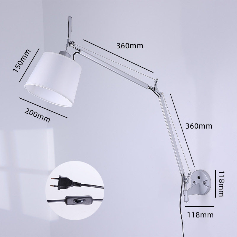 デザイン2-白い布カバー壁ランプ36cm