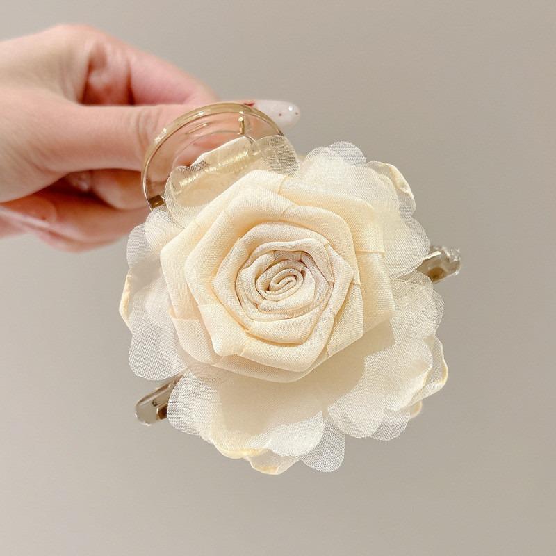 12#ベージュフラワークリップ 8cm