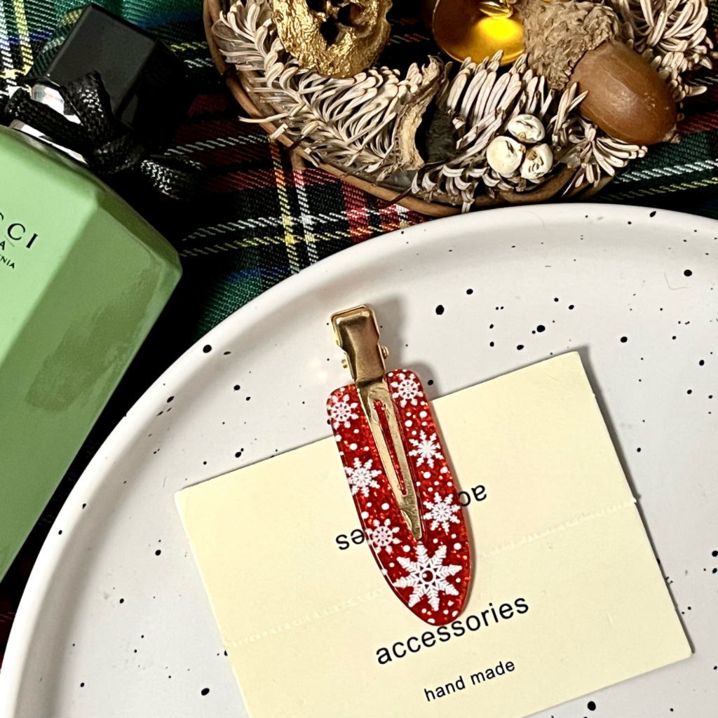 前髪クリップ-クリスマススノーフレーク