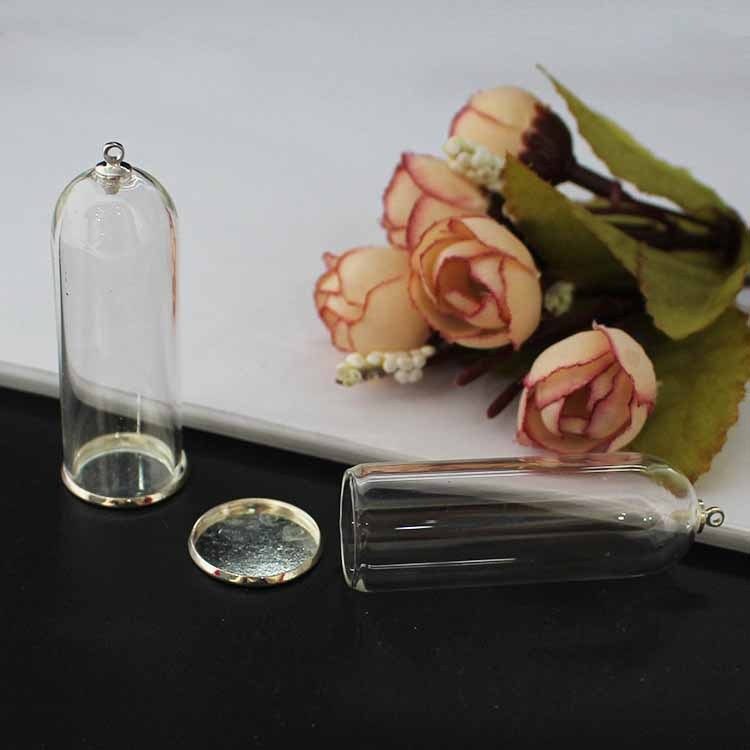 50X18MM ベルジャー + フラットキャップ + シルバーのシンプルなホルダー