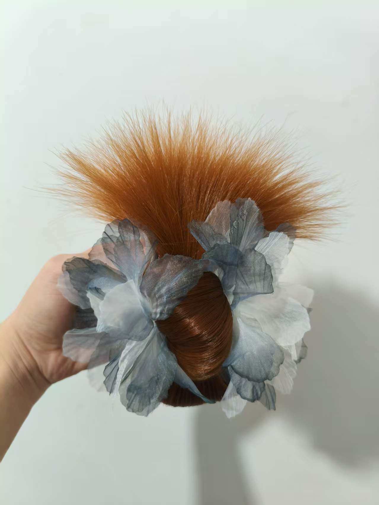 ライトブラウン【インクフラワーチキンフェザー】