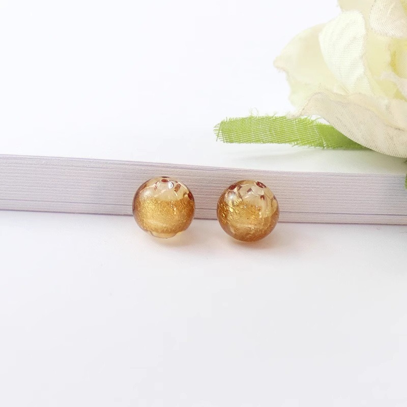 シャンパン ダブルホール シルバー フォイル エッセンシャル オイル ビーズ