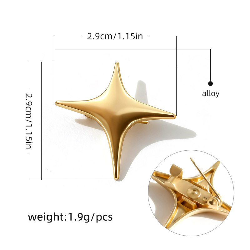 G0008-29mm ゴールド不規則クロススターブローチ/個