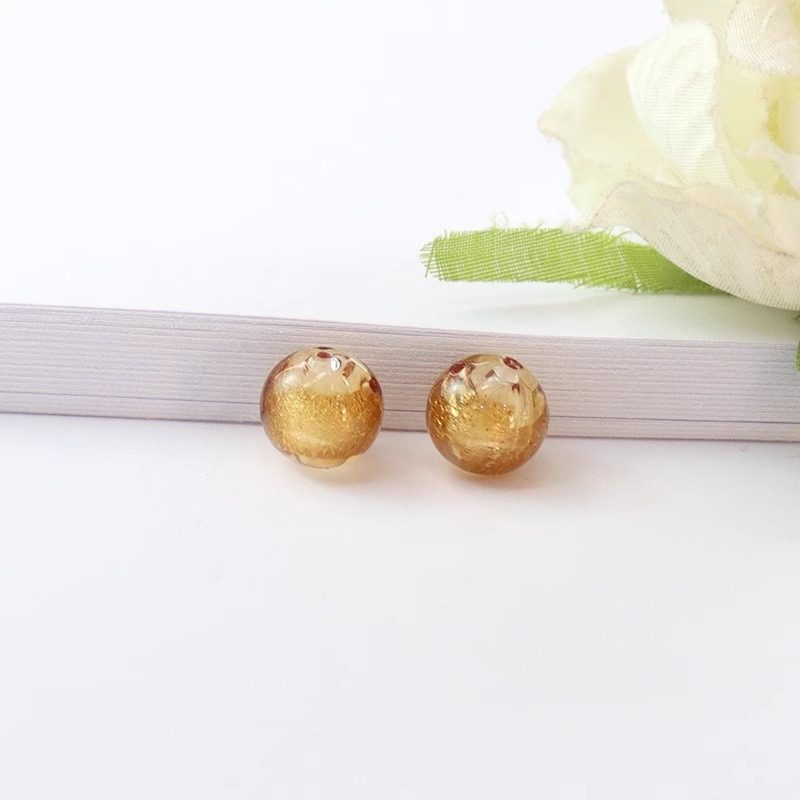 シャンパン ダブルホール シルバー フォイル エッセンシャル オイル ビーズ