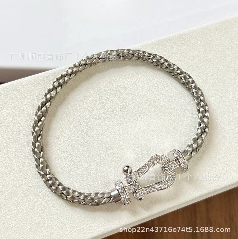 Lサイズ - スチールロープ - プラチナ - ダイヤモンドがいっぱい