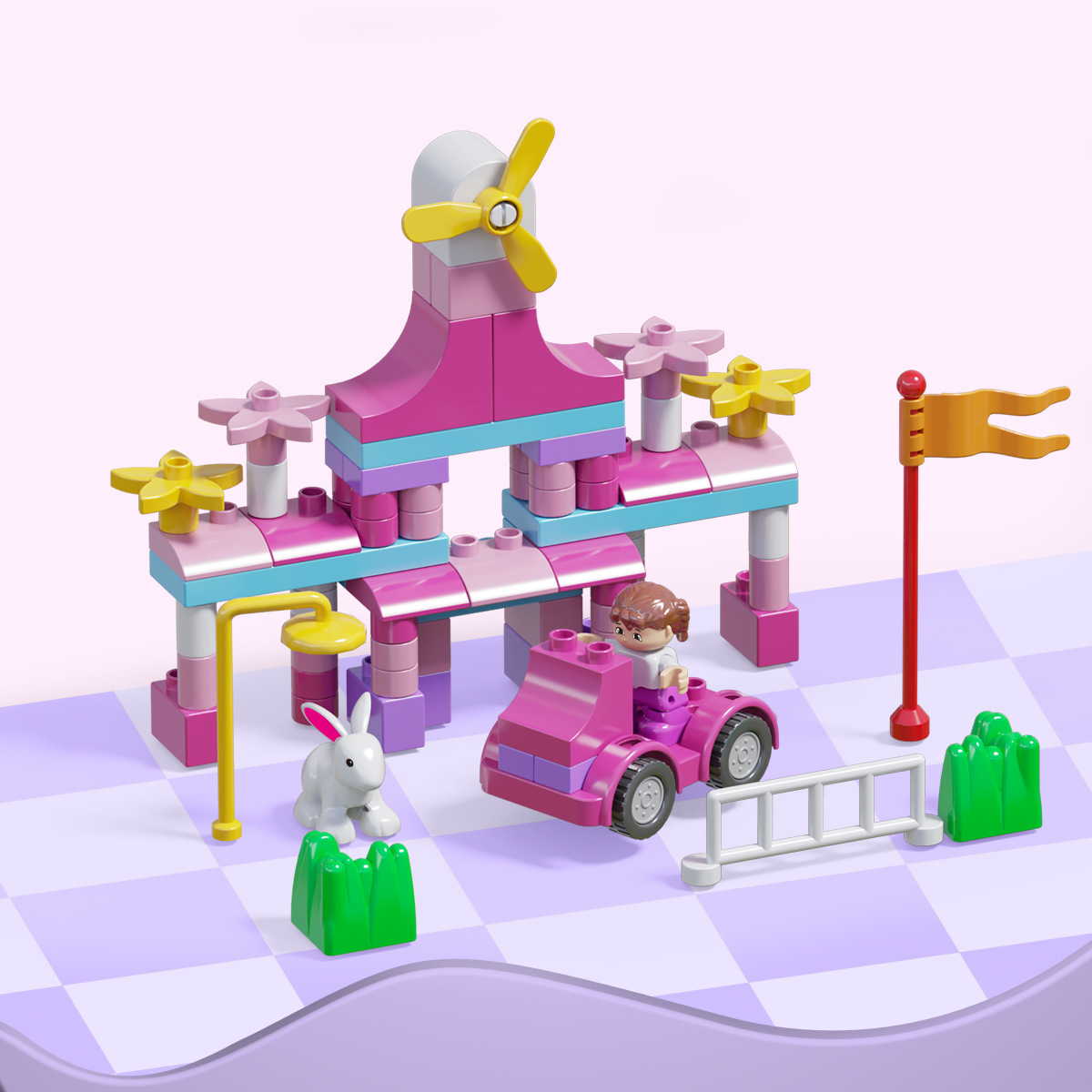 91 大きな粒子の女の子の城の積み木