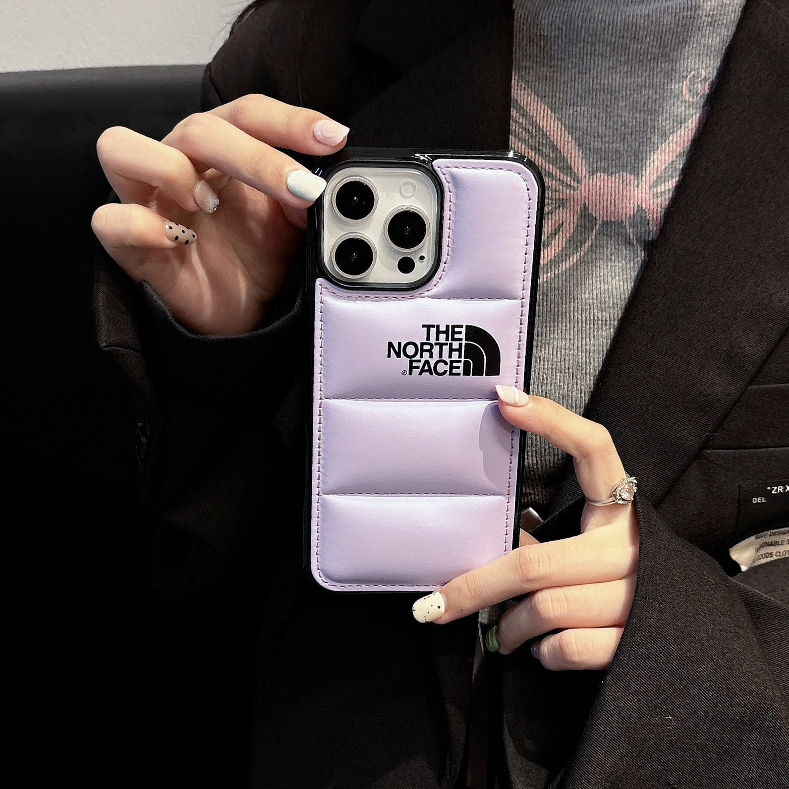 ラージホールコットンダウンジャケット@-ライトパープルバック