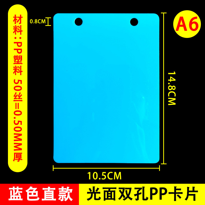 ダブルホールストレートブルー光沢のあるA6吊り下げカード