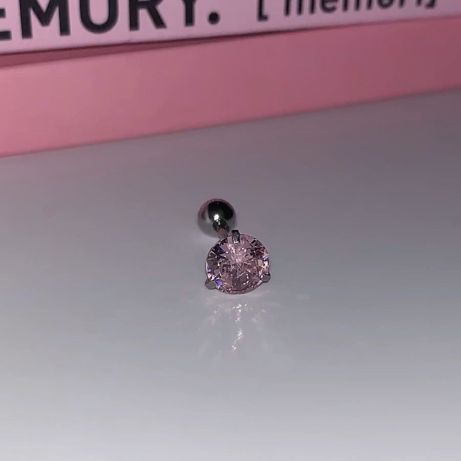 6mmピンクシングルジルコン耳骨釘シングル