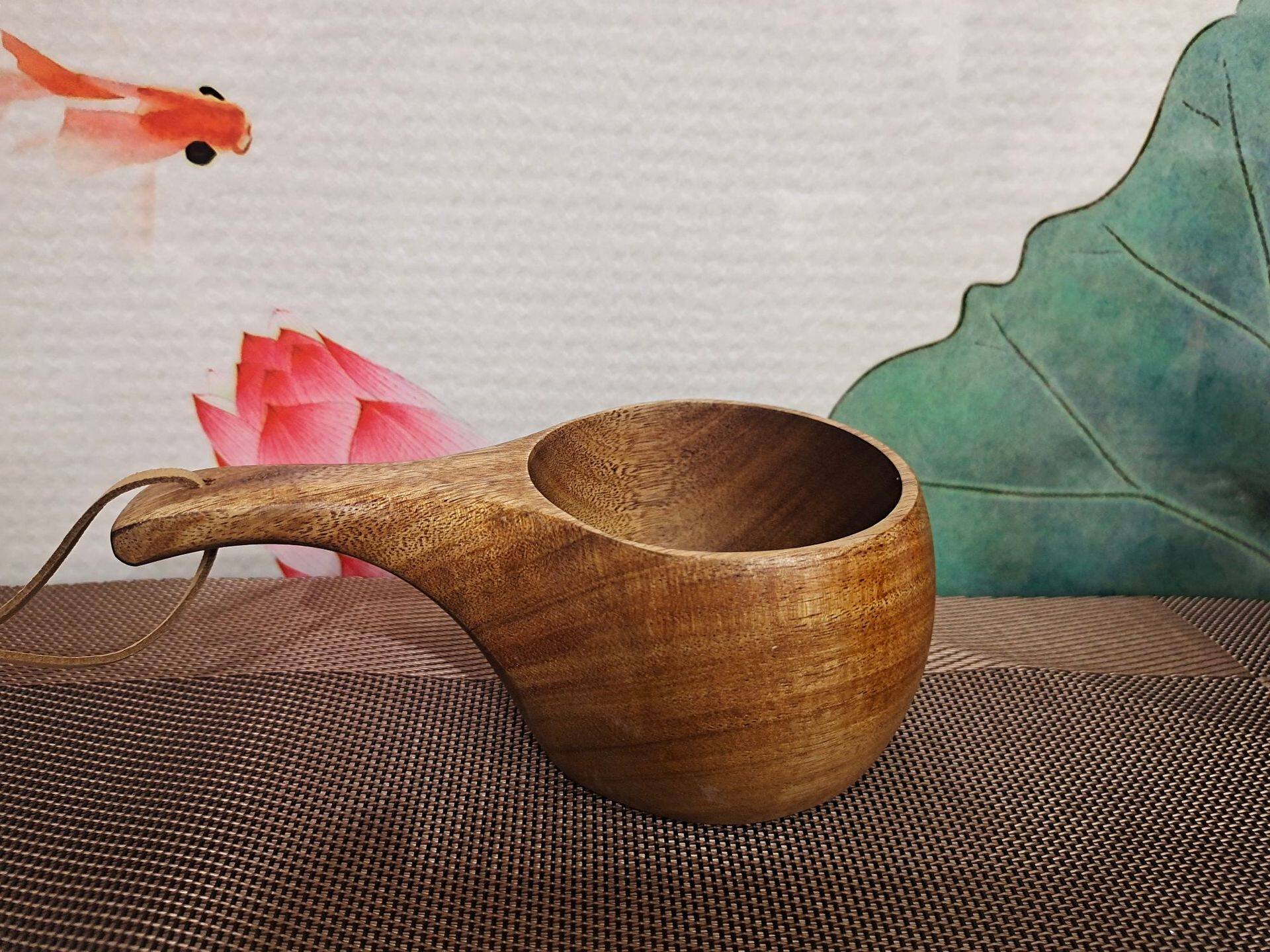 アカシア木細柄ハンドルカップ16*7.6*5.8cm