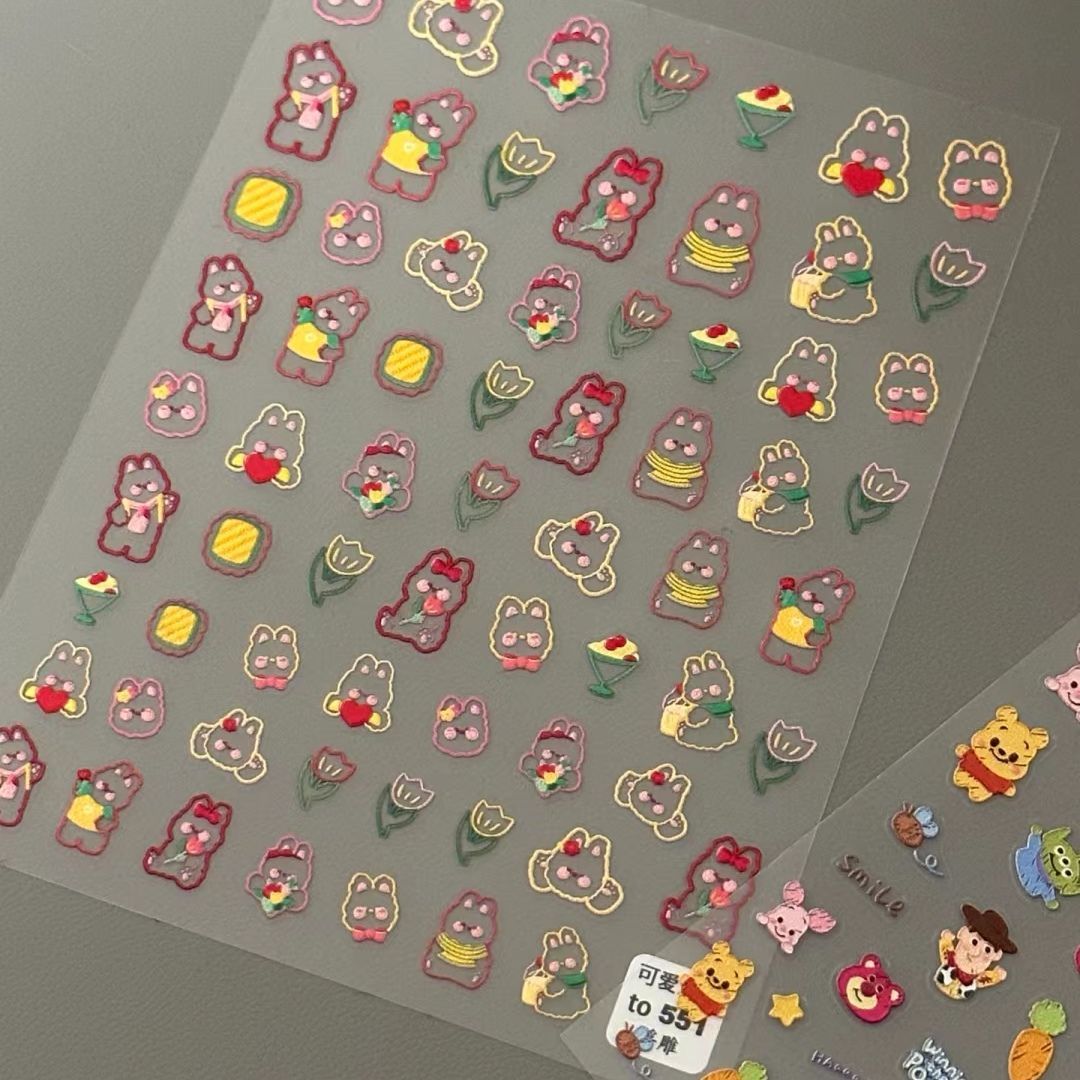かわいいウサギのネイルアートステッカー