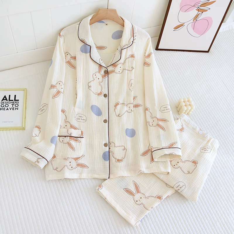 純綿クレープ襟付き萌えウサギ月子服セット