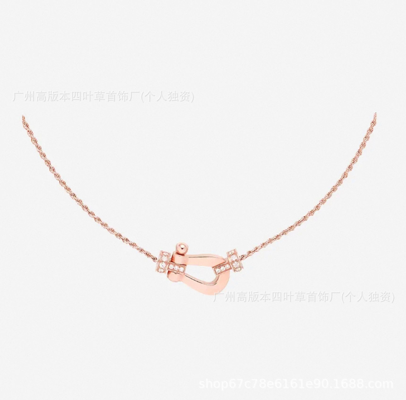 ローズゴールド スモール ホースシュー バックル ハーフ ダイヤモンド ネックレス